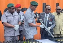 Customs hands over 399 seized rifles to small arms control centre
