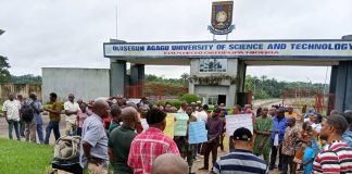 OAUSTECH workers protest, begins indefinite strike